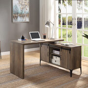 Rustic oak & black finish writing desk with swivel function main photo