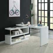High gloss white finish writing desk with swivel function main photo