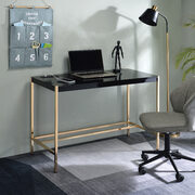 Black top & gold finish base writing desk w/ usb port main photo