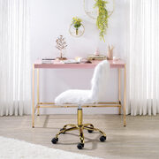 Pink top & gold finish base writing desk w/ usb port main photo