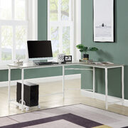 Gray & white finish bevel edge angel design computer desk main photo