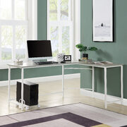 Gray & white finish bevel edge angel design computer desk
