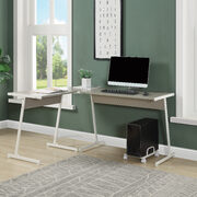 Gray top & white finish base l- shape computer desk