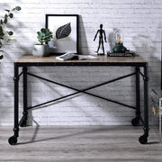 Rustic oak & black finish rectangular wooden top writing desk main photo