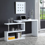 White high gloss finish swivel writing desk with usb port main photo