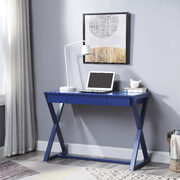 Twilight blue finish x-shape wooden base rectangular writing desk main photo