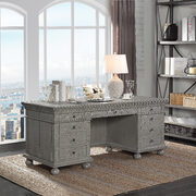 Gray oak finish ornamental trims wooden desk main photo