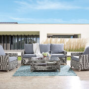 Gray fabric upholstery & gray finish wicker frame 4pc sofa set main photo