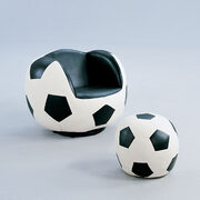 Soccer: white & black 2pc pack chair & ottoman main photo