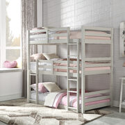 Light gray triple twin bunk bed main photo