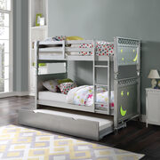Glimmering silver finish/ stars and moon design twin/twin bunk bed main photo