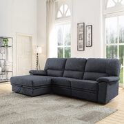 Dark gray fabric upholstery reclining sectional sofa w/storage main photo