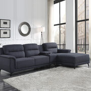 Gray linen upholstery classic silhouette sectional sofa w/ storage main photo