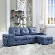 Blue fabric upholstery reversible sectional sofa w/sleeper main photo