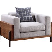 Gray fabric & walnut wood exclusive design chair main photo