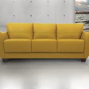 Mustard full leather sofa made in Italy main photo