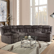 Dark brown fabric upholstery sectional motion sofa main photo