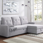 Light gray fabric modern cozy-style reversible sectional sofa w/ storage main photo