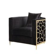 Black velvet upholstery & gold finish detail on the base chair main photo