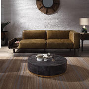 Chestnut top grain leather & rustic oak industrial style sofa main photo