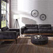 Antique ebony top grain leather modern industrial sofa main photo