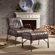 Distress espresso top grain leather 2pc pack chair & ottoman main photo