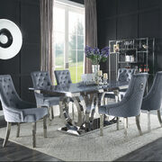 Gray cultured marble top distinctive and striking silhouette dining table main photo
