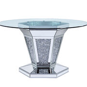 Round glass dining table w/ faux diamond base main photo