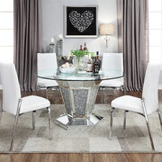 Mirrored, faux diamonds & clear glass dining table main photo