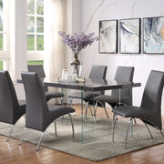 Gray high gloss & clear glass dining table main photo