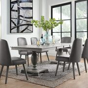 Gray oak finish double pedestal dining table