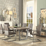 Weathered oak & antique silver finish dining table main photo