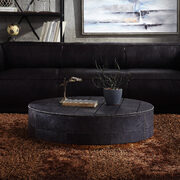 Antique ebony top grain leather & gold coffee table main photo