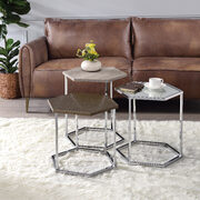 Six-sided top clean-lined silhouette nesting table set main photo