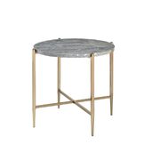 Faux marble top and champagne finish base end table main photo