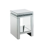 Faux diamonds inlay and gleaming mirrored finish end table main photo