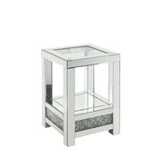 Clear tempered glass top mirrored & faux diamonds end table main photo