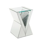 Glass top and v shaped pedestal base end table main photo