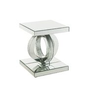 Mirrored frame with faux diamond inlay end table main photo