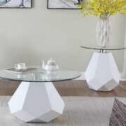 White high gloss & clear glass coffee table main photo