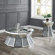 Mirrored top and pedestal table base coffee table main photo