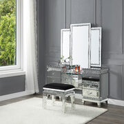 Tempered glass/ faux ice cube crystals vanity desk main photo