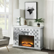 Beautiful mirrored finish modern design led electric fireplace main photo