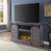 Gray oak finish TV unit with built-in fireplace main photo