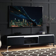 Black & chrome finish TV stand w/ led touch light main photo