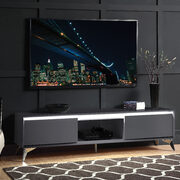 Gray & chrome finish TV stand w/ led touch light main photo