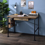 Weathered oak & black finish industrial style writing desk
