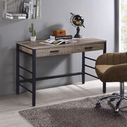 Light weathered oak top & black finish ladder-style metal base desk main photo