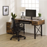Weathered oak top & black metal frame desk main photo