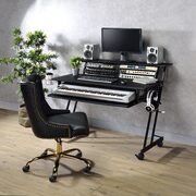 Black music recording studio desk on wheels